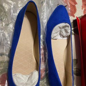 Kelly & Katie Size 9.5 Pirassa Ballet Flat Blue Faux Suede Almond Toe New